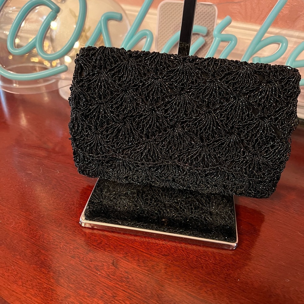 Elegant Micro Beaded Black Unbranded Clutch